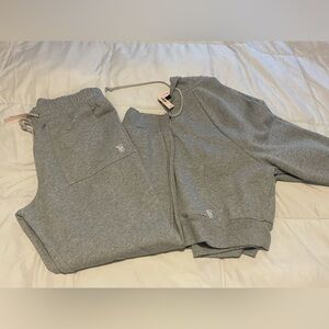 Brand new with tags grey jogger set cropped half zip hoodie and  joggers